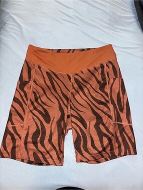 tek gear Orange and Dark Brown Zebra-Print Women’s Bike Shorts